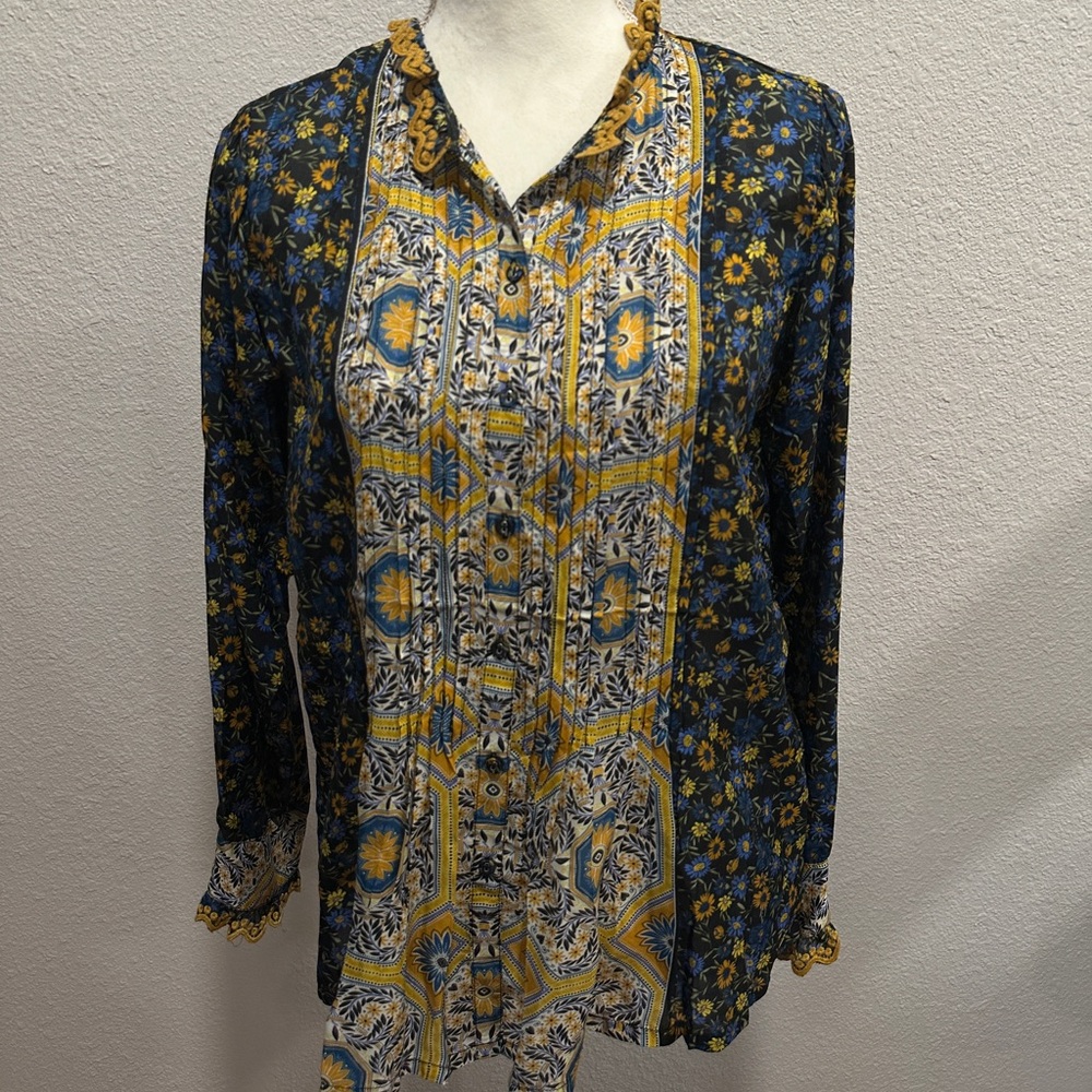 Johnny Was Multicolor Floral Blouse